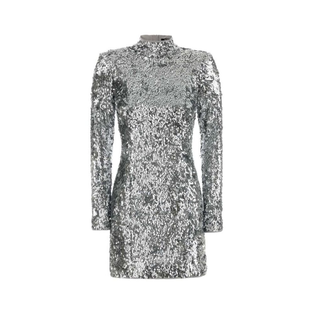 Balmain Women Silver Sequins Mini Dress
